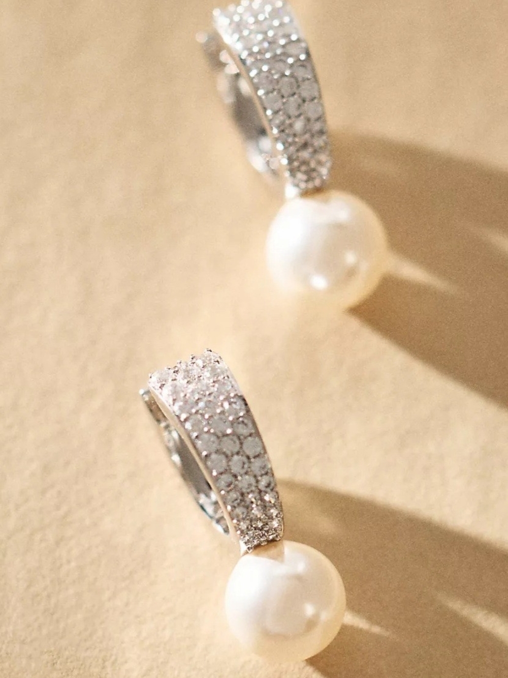 Anthropology-NADRI Pavé Crystal Pearl Drop Earrings